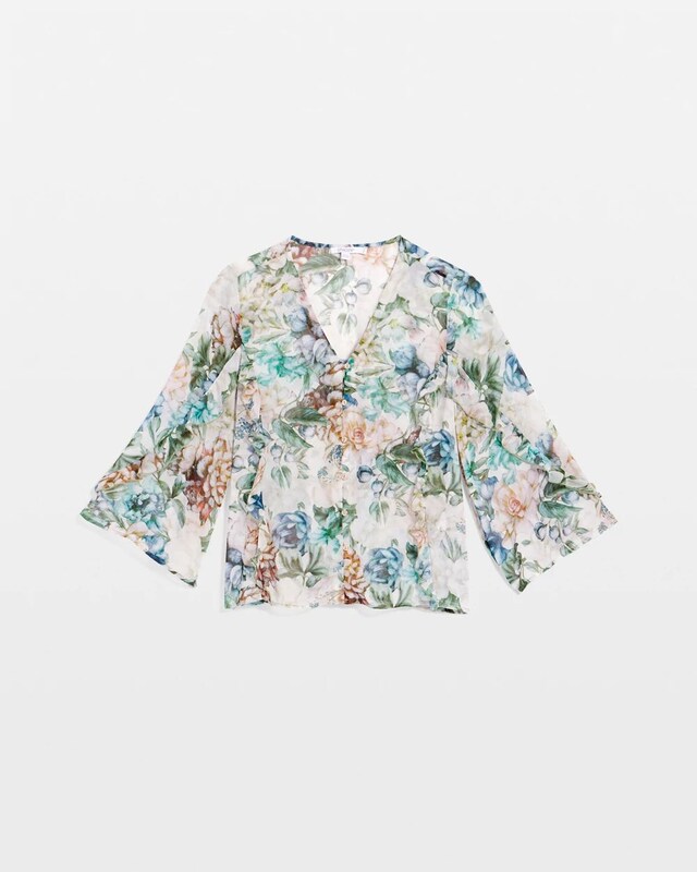 Georgette Ruffled V-Neck Blouse - image 5